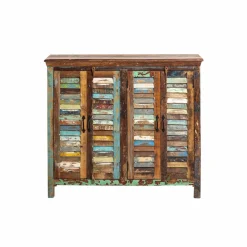 Petit buffet à lattes en bois coloré Ethnik