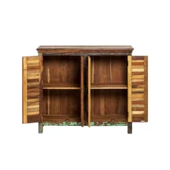 Petit buffet à  lattes en bois coloré Ethnik