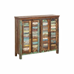 Petit buffet à  lattes en bois coloré Ethnik