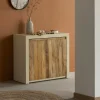 Petit buffet 2 portes en bois effet béton et bois recyclé Dalva