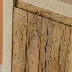 Petit buffet 2 portes en bois effet béton et bois recyclé Dalva