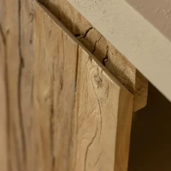 Petit buffet 2 portes en bois effet béton et bois recyclé Dalva