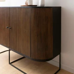 Petit buffet arrondi en bois de manguier et métal Ysé