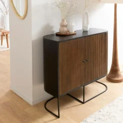 Petit buffet arrondi en bois de manguier et métal Ysé