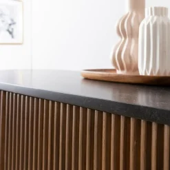 Petit buffet arrondi en bois de manguier et métal Ysé