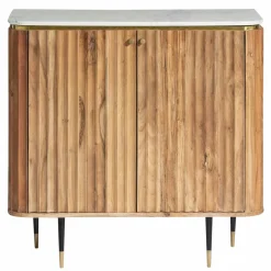 Petit buffet en bois d'acacia et marbre blanc Judith