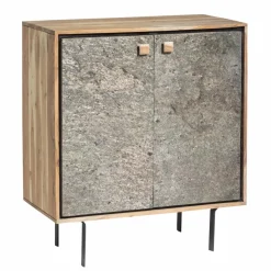 Petit buffet en bois d'acacia et pierre Côme