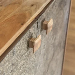 Petit buffet en bois d'acacia et pierre Côme