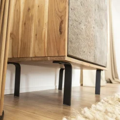 Petit buffet en bois d'acacia et pierre Côme