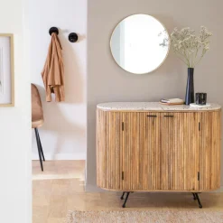 Petit buffet en bois de manguier et terrazzo Ambrine