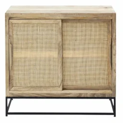 Petit buffet en bois de manguier et cannage Rim