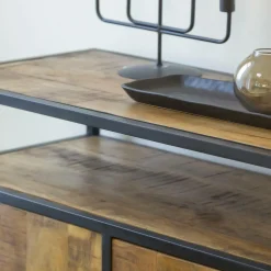 Petit buffet en métal et bois de manguier Marcel