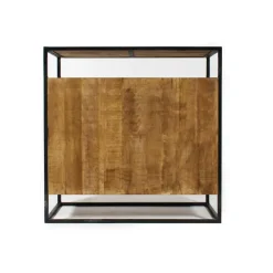 Petit buffet en métal et bois de manguier Marcel