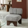 Petit fauteuil carré en velours côtelé et bois d'hévéa gris Eleonor