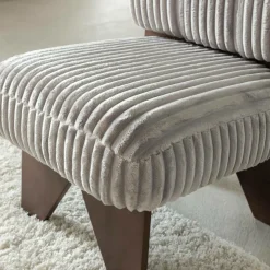 Petit fauteuil carré en velours côtelé et bois d'hévéa gris Eleonor