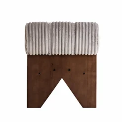 Petit fauteuil carré en velours côtelé et bois d'hévéa gris Eleonor