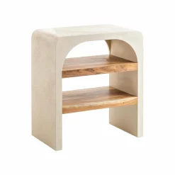 Petit meuble sous vasque en bois effet béton et bois d'acacia Dalva