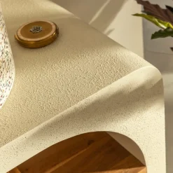 Petit meuble sous vasque en bois effet béton et bois d'acacia Dalva