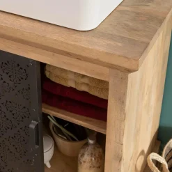 Petit meuble sous vasque en bois de manguier Sahara