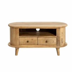 Petit meuble TV arrondi en bois de manguier Maëva