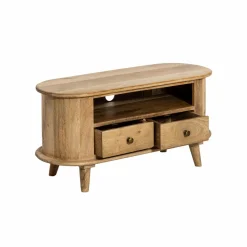 Petit meuble TV arrondi en bois de manguier Maëva