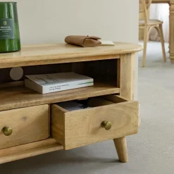 Petit meuble TV arrondi en bois de manguier Maëva