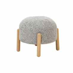 Petit tabouret en tissu bouclette gris Nério