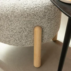Petit tabouret en tissu bouclette gris Nério