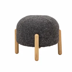 Petit tabouret en tissu bouclette gris foncé Nério