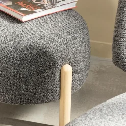 Petit tabouret en tissu bouclette gris foncé Nério