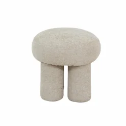 Petit tabouret en tissu écru Toby