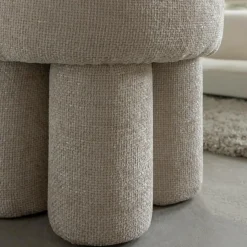 Petit tabouret en tissu écru Toby