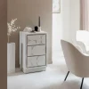Petite commode 3 portes bois effet béton blanc Danaé