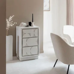 Petite commode 3 portes bois effet béton blanc Danaé