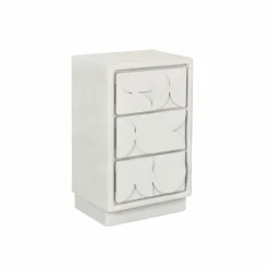 Petite commode 3 portes bois effet béton blanc Danaé