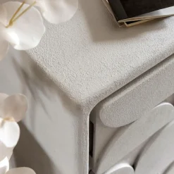 Petite commode 3 portes bois effet béton blanc Danaé