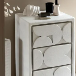 Petite commode 3 portes bois effet béton blanc Danaé