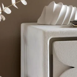 Petite commode 3 portes bois effet béton blanc Danaé