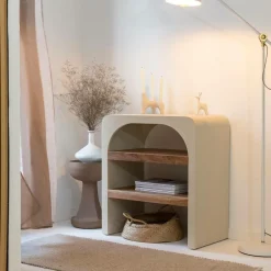 Petite console en bois effet béton et bois d'acacia Dalva