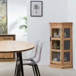 Petite vitrine d'angle en bois d'acacia Esmée