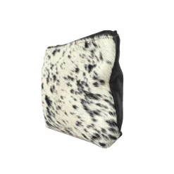 Pochette en cuir et peau de vache, noir et blanc