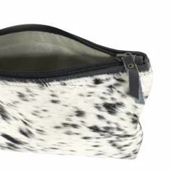 Pochette en cuir et peau de vache, noir et blanc
