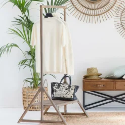 Portant en rotin avec planche Rattan