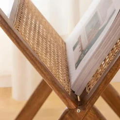 Porte revue en bois de manguier et cannage Charline