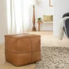 Pouf en cuir 1 place marron Gaetan