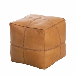 Pouf en cuir 1 place marron Gaetan