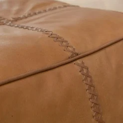 Pouf en cuir 1 place marron Gaetan