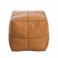 Pouf en cuir 1 place marron Gaetan