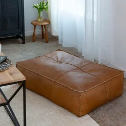 Pouf en cuir grand modèle Mina