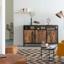 Pouf en cuir grand modèle Mina